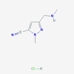 molecular formula C7H11ClN4 B1181353 1-Methyl-3-((methylamino)methyl)-1H-pyrazole-5-carbonitrile hydrochloride CAS No. 1643141-20-1