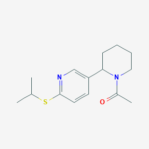 molecular formula C15H22N2OS B11813570 1-(2-(6-(Isopropylthio)pyridin-3-yl)piperidin-1-yl)ethanone 