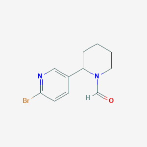 molecular formula C11H13BrN2O B11813574 2-(6-Bromopyridin-3-yl)piperidine-1-carbaldehyde 