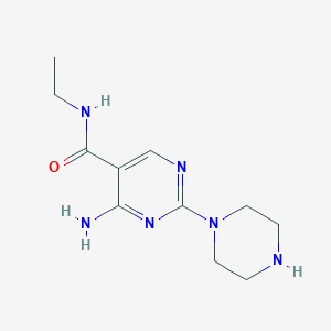 molecular formula C11H18N6O B11813746 4-Amino-N-ethyl-2-(piperazin-1-yl)pyrimidine-5-carboxamide 