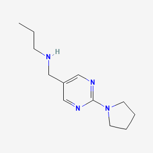 molecular formula C12H20N4 B11813763 N-((2-(Pyrrolidin-1-yl)pyrimidin-5-yl)methyl)propan-1-amine 