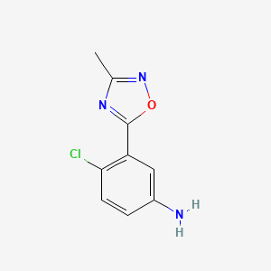 molecular formula C9H8ClN3O B11813853 4-Chloro-3-(3-methyl-1,2,4-oxadiazol-5-yl)aniline 