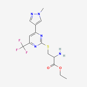 Ethyl 2-amino-3-((4-(1-methyl-1H-pyrazol-4-yl)-6-(trifluoromethyl)pyrimidin-2-yl)thio)propanoate