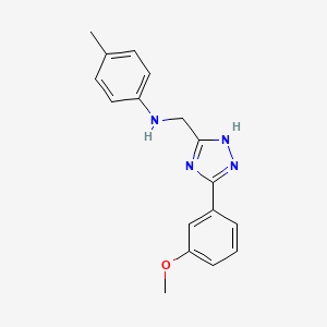 molecular formula C17H18N4O B11813917 N-((5-(3-Methoxyphenyl)-1H-1,2,4-triazol-3-yl)methyl)-4-methylaniline 