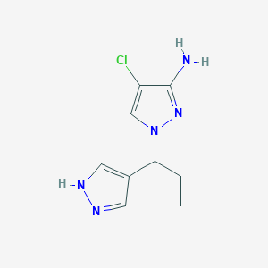 molecular formula C9H12ClN5 B11813980 1-(1-(1H-Pyrazol-4-yl)propyl)-4-chloro-1H-pyrazol-3-amine 