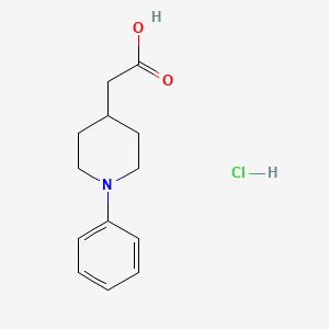 molecular formula C13H18ClNO2 B11814011 2-(1-Phenylpiperidin-4-yl)acetic acid;hydrochloride 