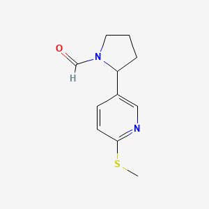 molecular formula C11H14N2OS B11814024 2-(6-(Methylthio)pyridin-3-yl)pyrrolidine-1-carbaldehyde 