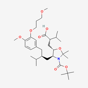 5-Oxazolidinepropanoic acid, 3-[(1,1-dimethylethoxy)carbonyl]-4-[(2S)-2-[[4-methoxy-3-(3-methoxypropoxy)phenyl]methyl]-3-methylbutyl]-2,2-dimethyl-alpha-(1-methylethyl)-, (alphaS,4S,5S)-