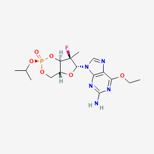 molecular formula C16H23FN5O6P B1181603 9-[(2S,4aR,6R,7R,7aR)-7-fluoro-7-methyl-2-oxo-2-propan-2-yloxy-4,4a,6,7a-tetrahydrofuro[3,2-d][1,3,2]dioxaphosphinin-6-yl]-6-ethoxypurin-2-amine CAS No. 1199809-32-9