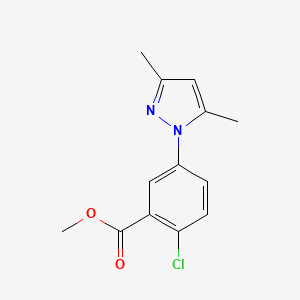 molecular formula C13H13ClN2O2 B11816170 Methyl 2-chloro-5-(3,5-dimethyl-1H-pyrazol-1-yl)benzoate 