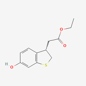 molecular formula C12H14O3S B11816291 (S)-Ethyl 2-(6-hydroxy-2,3-dihydrobenzo[b]thiophen-3-yl)acetate 