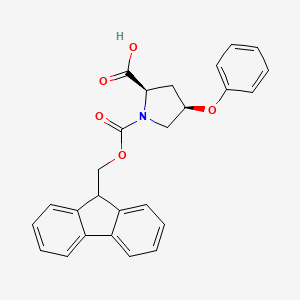 molecular formula C26H23NO5 B11816346 (2R,4R)-1-(9H-fluoren-9-ylmethoxycarbonyl)-4-phenoxypyrrolidine-2-carboxylic acid 