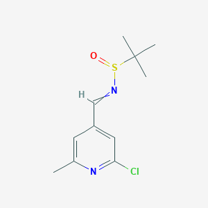 molecular formula C11H15ClN2OS B11816457 N-[(2-chloro-6-methylpyridin-4-yl)methylidene]-2-methylpropane-2-sulfinamide 