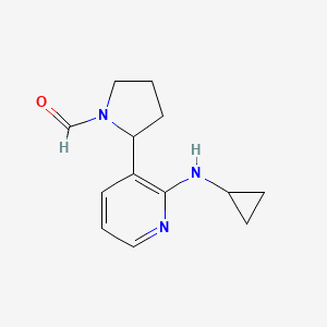 molecular formula C13H17N3O B11816715 2-(2-(Cyclopropylamino)pyridin-3-yl)pyrrolidine-1-carbaldehyde 