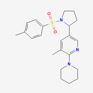 molecular formula C22H29N3O2S B11816721 3-Methyl-2-(piperidin-1-yl)-5-(1-tosylpyrrolidin-2-yl)pyridine 