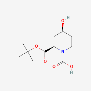 molecular formula C11H19NO5 B11816871 (2R,4S)-4-hydroxy-2-[(2-methylpropan-2-yl)oxycarbonyl]piperidine-1-carboxylic acid 