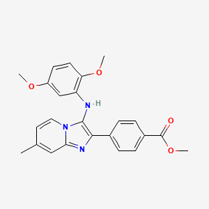 molecular formula C24H23N3O4 B1181724 Methyl 4-[3-(2,5-dimethoxyanilino)-7-methylimidazo[1,2-a]pyridin-2-yl]benzoate 