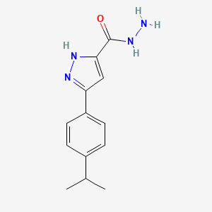 molecular formula C13H16N4O B11817361 3-(4-Isopropylphenyl)-1H-pyrazole-5-carbohydrazide 