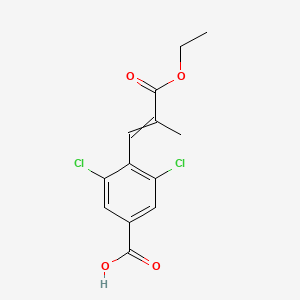 molecular formula C13H12Cl2O4 B11817384 3,5-Dichloro-4-(3-ethoxy-2-methyl-3-oxoprop-1-en-1-yl)benzoic acid 