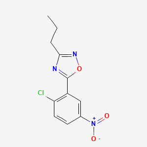 molecular formula C11H10ClN3O3 B11817500 5-(2-Chloro-5-nitrophenyl)-3-propyl-1,2,4-oxadiazole 