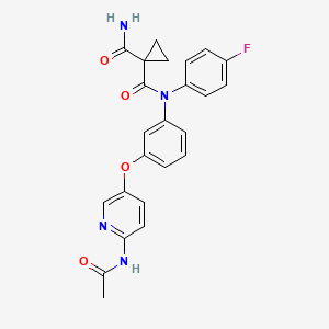 molecular formula C24H21FN4O4 B11817506 N-(3-((6-Acetamidopyridin-3-yl)oxy)phenyl)-N-(4-fluorophenyl)cyclopropane-1,1-dicarboxamide 