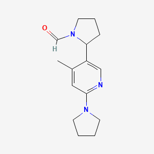 molecular formula C15H21N3O B11817727 2-(4-Methyl-6-(pyrrolidin-1-yl)pyridin-3-yl)pyrrolidine-1-carbaldehyde 