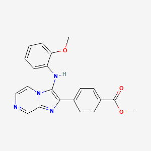 molecular formula C21H18N4O3 B1181775 Methyl 4-[3-(2-methoxyanilino)imidazo[1,2-a]pyrazin-2-yl]benzoate 