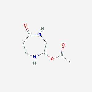 molecular formula C7H12N2O3 B11818073 5H-1,4-Diazepin-5-one, hexahydro-, monoacetate 