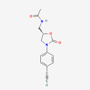 molecular formula C14H14N2O3 B11818133 (S)-N-((3-(4-Ethynylphenyl)-2-oxooxazolidin-5-yl)methyl)acetamide 