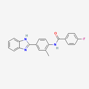 molecular formula C21H16FN3O B1181844 N-[4-(1H-benzimidazol-2-yl)-2-methylphenyl]-4-fluorobenzamide 