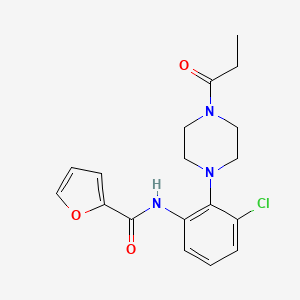 molecular formula C18H20ClN3O3 B1181859 N-[3-chloro-2-(4-propionyl-1-piperazinyl)phenyl]-2-furamide 