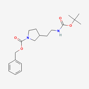 molecular formula C19H28N2O4 B11818640 Benzyl 3-(2-((tert-butoxycarbonyl)amino)ethyl)pyrrolidine-1-carboxylate 