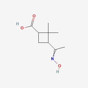 molecular formula C9H15NO3 B11818675 3-(N-hydroxy-C-methylcarbonimidoyl)-2,2-dimethylcyclobutane-1-carboxylic acid 