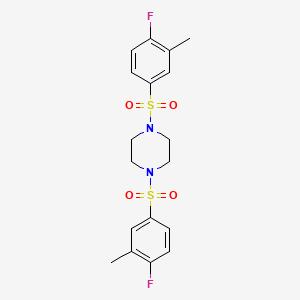 molecular formula C18H20F2N2O4S2 B1181914 1,4-Bis[(4-fluoro-3-methylphenyl)sulfonyl]piperazine 