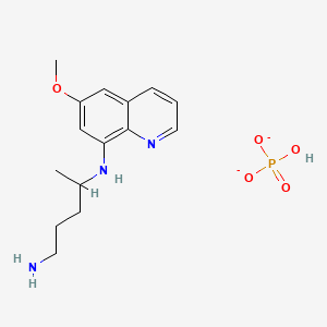 molecular formula C15H22N3O5P-2 B11819201 Quinoline, 8-[(4-amino-1-methylbutyl)amino]-6-methoxy-, phosphate 