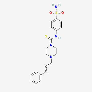 4-(3-phenylprop-2-enyl)-N-(4-sulfamoylphenyl)piperazine-1-carbothioamide