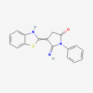 molecular formula C17H13N3OS B11819397 4-(3H-1,3-benzothiazol-2-ylidene)-5-imino-1-phenylpyrrolidin-2-one 