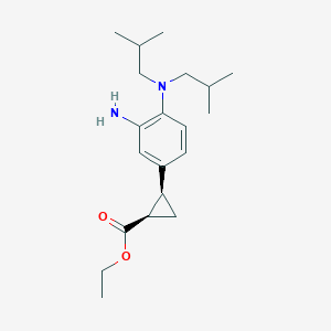 molecular formula C20H32N2O2 B11819402 Cyclopropanecarboxylic acid, 2-[3-amino-4-[bis(2-methylpropyl)amino]phenyl]-, ethyl ester, (1R,2S)- 