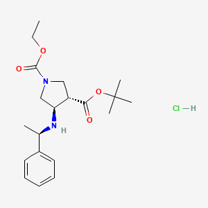 1,3-Pyrrolidinedicarboxylic acid, 4-[[(1R)-1-phenylethyl]amino]-, 1-(1,1-dimethylethyl) 3-ethyl ester, monohydrochloride, (3S,4R)-(9CI)