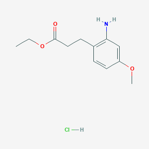 molecular formula C12H18ClNO3 B11819587 Ethyl 3-(2-amino-4-methoxyphenyl)propanoate;hydrochloride 