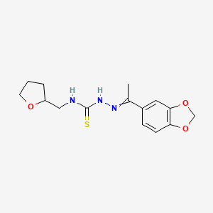 molecular formula C15H19N3O3S B11819626 1-{[1-(2H-1,3-benzodioxol-5-yl)ethylidene]amino}-3-(oxolan-2-ylmethyl)thiourea 