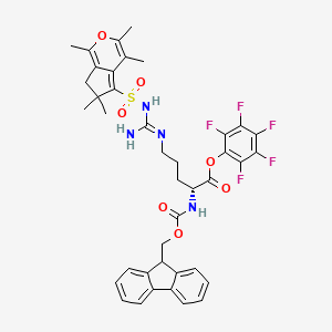 molecular formula C40H39F5N4O7S B11819669 L-Ornithine, N5-[[[(2,3-dihydro-2,2,4,6,7-pentamethyl-5-benzofuranyl)sulfonyl]amino]iminomethyl]-N2-[(9H-fluoren-9-ylmethoxy)carbonyl]-, 2,3,4,5,6-pentafluorophenyl ester 