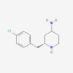 molecular formula C12H17ClN2 B11819957 (2R)-2-[(4-chlorophenyl)methyl]piperidin-4-amine 