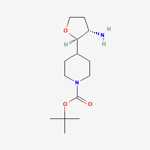 molecular formula C14H26N2O3 B11819986 tert-butyl 4-[(2R,3S)-3-aminooxolan-2-yl]piperidine-1-carboxylate 