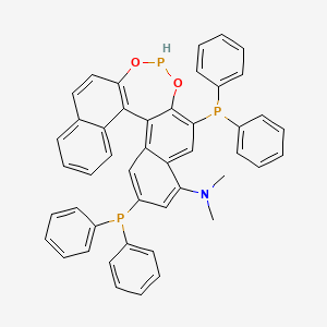 molecular formula C46H36NO2P3 B11820178 5,10-bis(diphenylphosphanyl)-N,N-dimethyl-12,14-dioxa-13-phosphapentacyclo[13.8.0.02,11.03,8.018,23]tricosa-1(15),2,4,6,8,10,16,18,20,22-decaen-7-amine 