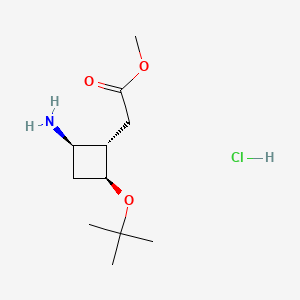 molecular formula C11H22ClNO3 B11820335 rac-methyl 2-[(1S,2R,4S)-2-amino-4-(tert-butoxy)cyclobutyl]acetate hydrochloride 