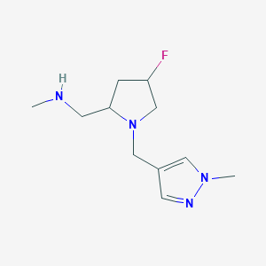 molecular formula C11H19FN4 B11820336 ({4-fluoro-1-[(1-methyl-1H-pyrazol-4-yl)methyl]pyrrolidin-2-yl}methyl)(methyl)amine 