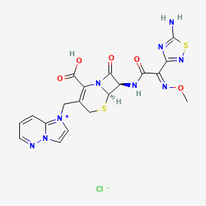 (6R,7R)-7-[[(2E)-2-(5-amino-1,2,4-thiadiazol-3-yl)-2-methoxyiminoacetyl]amino]-3-(imidazo[1,2-b]pyridazin-1-ium-1-ylmethyl)-8-oxo-5-thia-1-azabicyclo[4.2.0]oct-2-ene-2-carboxylic acid;chloride