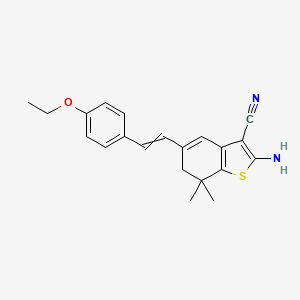 molecular formula C21H22N2OS B11820407 2-amino-5-[2-(4-ethoxyphenyl)ethenyl]-7,7-dimethyl-6H-1-benzothiophene-3-carbonitrile 