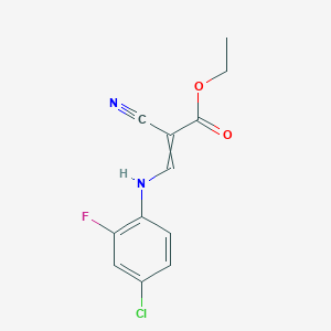 molecular formula C12H10ClFN2O2 B11820477 Ethyl 3-(4-chloro-2-fluoroanilino)-2-cyanoprop-2-enoate 